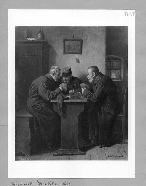 3 old soldiers playing cards, 1870, Friedrich Friedländer