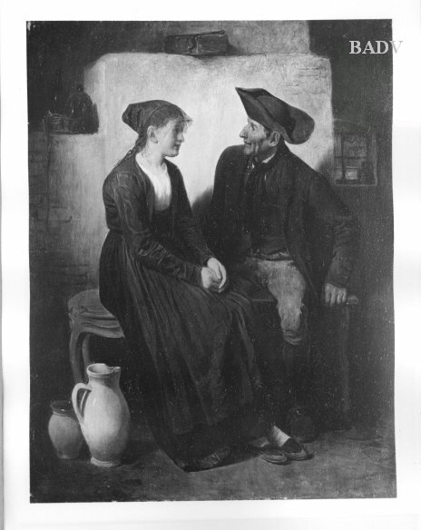 Young girl and peasant, 1870, Friedrich Friedländer