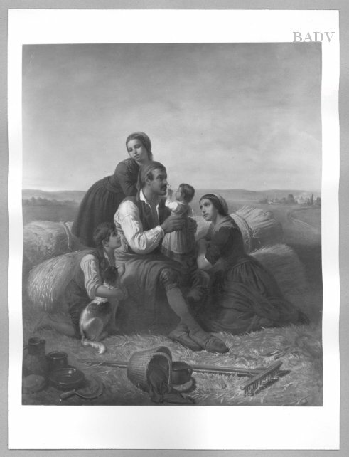 summer-landscape a peasant-family reposing, 1858, Friedrich Friedländer