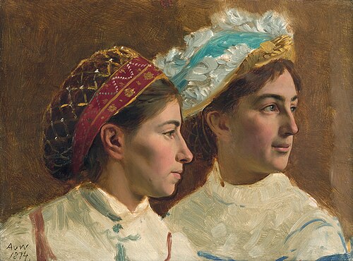 Die Töchter des Franz Wollner in altdeutscher Tracht, 1874, Anton von Werner