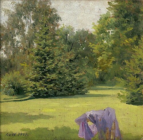 Der Garten des Künstlers in Wannsee, 1909, Anton von Werner