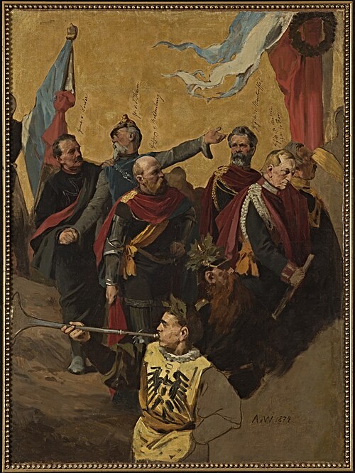 Kampf und Sieg (Ölskizze zum Fries für die Siegessäule in Berlin), 1874, Anton von Werner