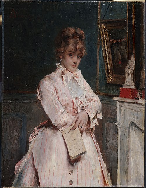 Jeune femme tenant un livre, 1870, Alfred Stevens