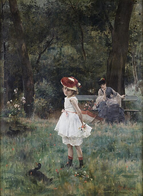 Little girl with ducks, 1881, Alfred Stevens