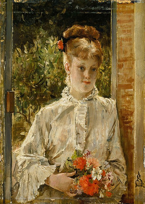 Young Woman in White Holding a Bouquet, 1870, Alfred Stevens