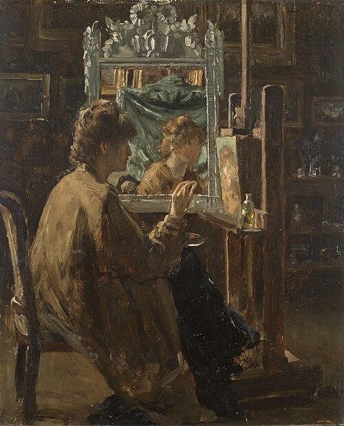 Artist in her studio, , Alfred Stevens