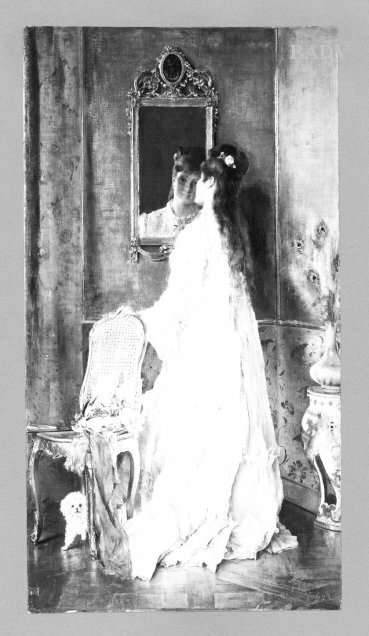 Girl looking in a mirror, 1848, Alfred Stevens