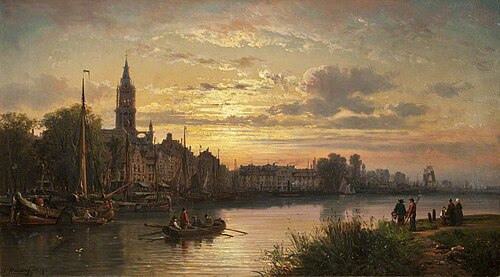 Dutch Sunset Scene, , Charles Euphrasie Kuwasseg