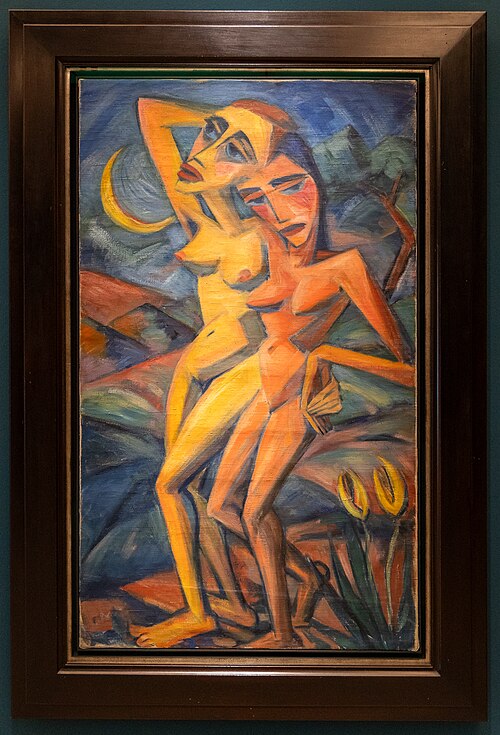 Two Female Nudes with Crescent Moon, 1919, Dorothea Maetzel-Johannsen