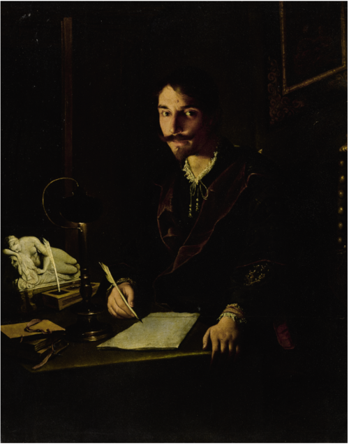 Portrait of a man writing by candlelight, 1620, Pietro Paolini