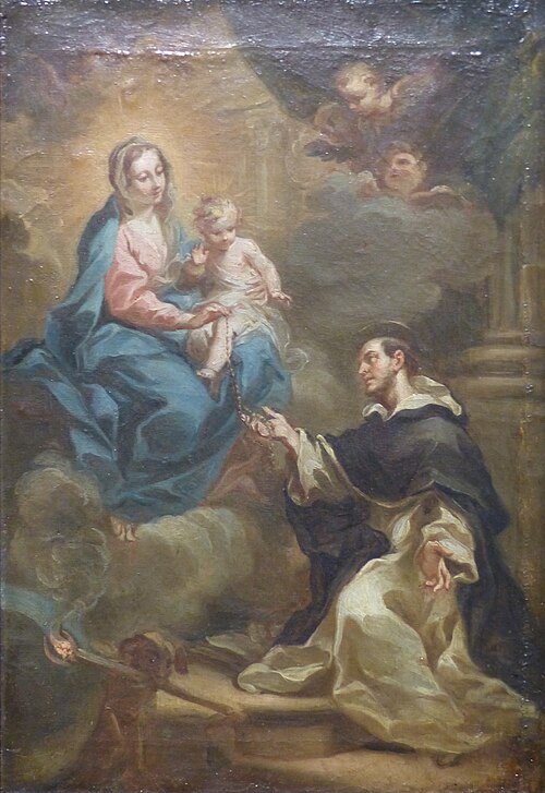 La Vierge remettant le Rosaire à St Dominique, 1750, Sebastiano Conca