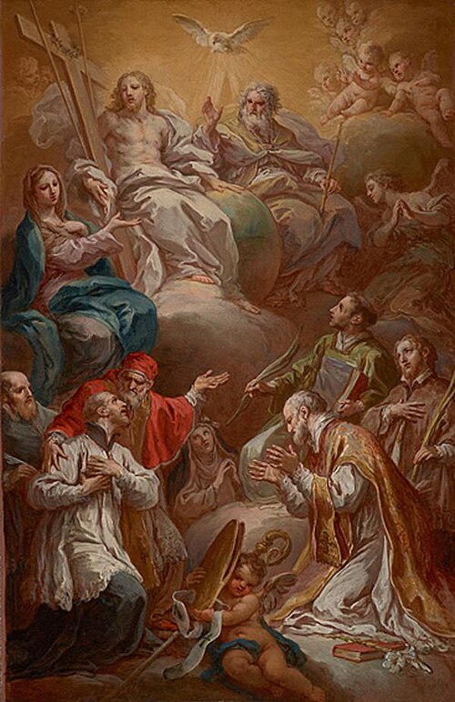The Virgin recommending a group of Saints to the Holy Trinity, 1741, Sebastiano Conca