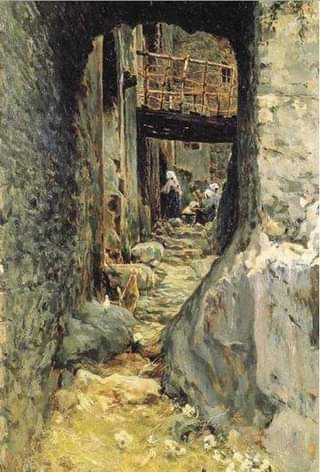 Alley in the village, 1900, Aurelio Tiratelli