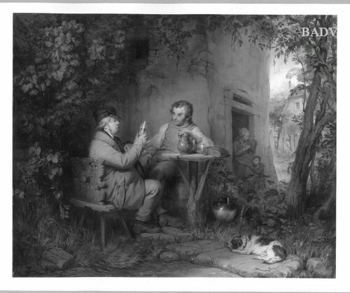 Drinking Wine before an Inn, 1845, Josef Danhauser