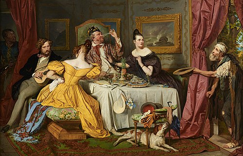 Banquet of a rich glutton, 1836, Josef Danhauser