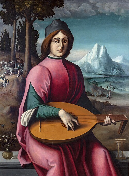 Portrait of a Young Lute Player, 1524, Francesco Ubertini dit Le Bacc