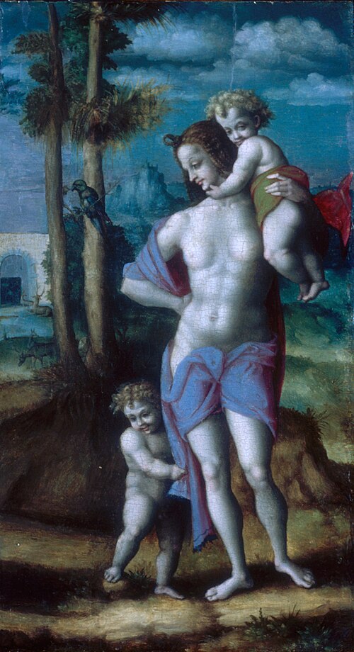 Eve with Cain and Abel, 1520, Francesco Ubertini dit Le Bacc