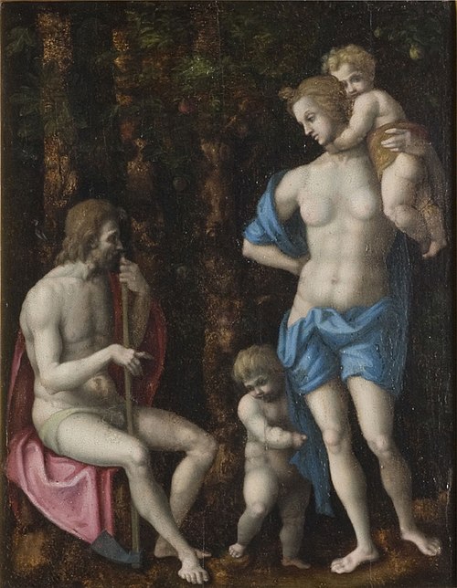 Adam and Eve with Cain and Abel, 1516, Francesco Ubertini dit Le Bacc