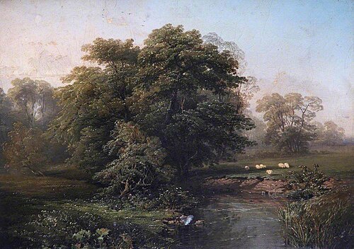 Landscape with River and Sheep, 1836, Thomas Baker