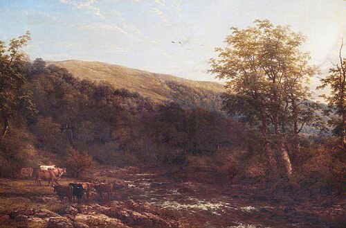 Scene on the Usk between Trecastle and Brecon, 1848, Thomas Baker
