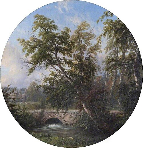 Landscape with a Stream and a Bridge, 1852, Thomas Baker
