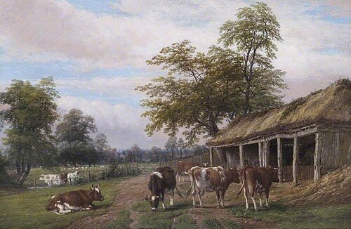 Farmyard near Leamington, 1859, Thomas Baker