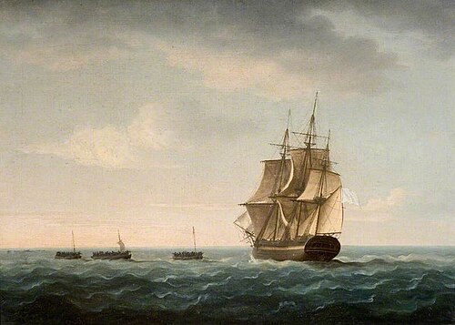 Rescue of the 'Guardian's' Crew by a French Merchant Ship, 2 January 1790, , Thomas Buttersworth