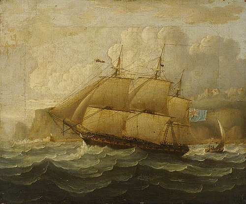HMS 'Leander' (1813) at sea, , Thomas Buttersworth