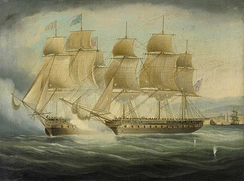 HMS Shannon taking USS Chesapeake, 1 June 1813, 1813, Thomas Buttersworth