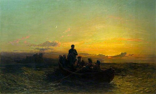 The Escape of Mary, Queen of Scots from Loch Leven Castle, 2 May 1568, 1864, Thomas Danby