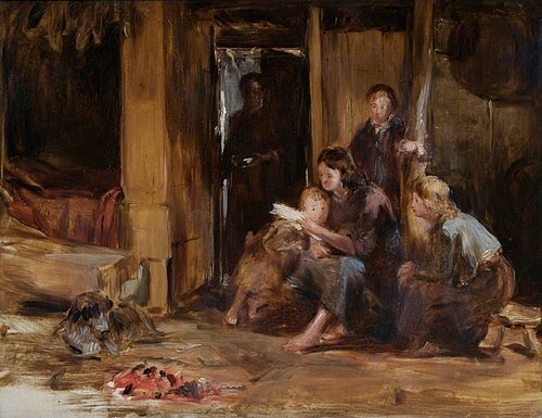 Interior of a Cottage with Figures, , Thomas Duncan