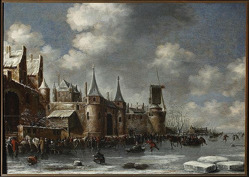 Skating by the city walls, 1677, Thomas Heeremans