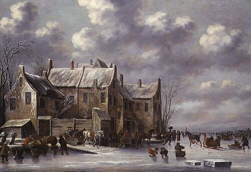 Winter Scene with View at Medemblik, 1668, Thomas Heeremans