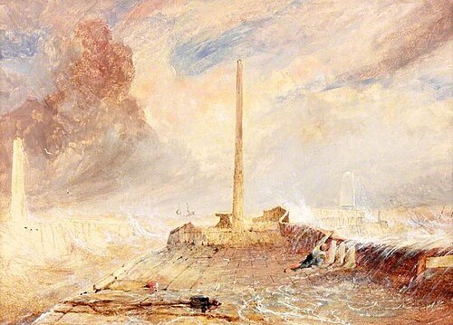 Sunderland Piers in a Storm, , Thomas Miles Richardson, Sr.