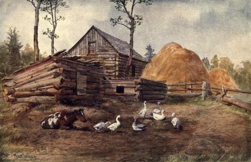 A settlers farm yard, 1909, Thomas Mower Martin
