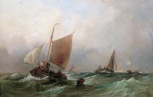 Fishing Craft in a Choppy Sea, 1853, Thomas Sewell Robins