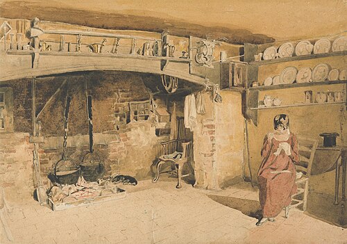 Farm House Kitchen at Brackham in Surrey, , Thomas Uwins