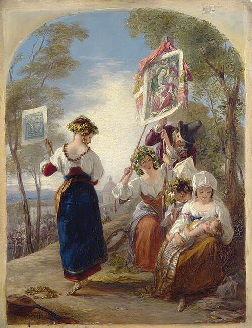 Neapolitan peasants at the Madonna dell'Arco feast, 1840, Thomas Uwins