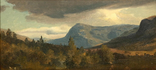 A rocky mountainside., 1850, Thorald Brendstrup