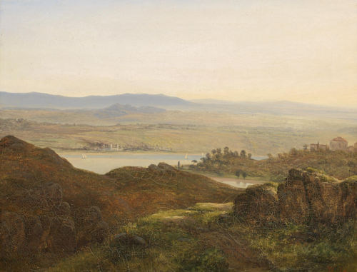 Landscape at the Douro River in Portugal., 1846, Thorald Brendstrup