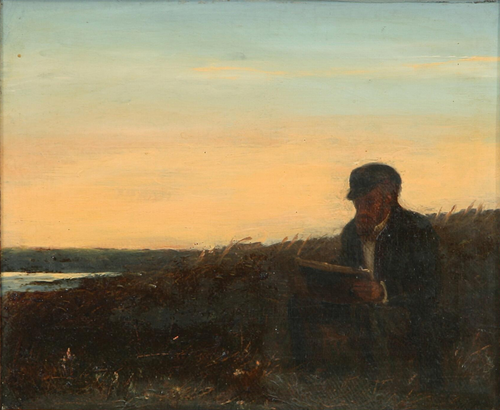 The painter Hans Friis is doing sketches., 1850, Thorald Brendstrup