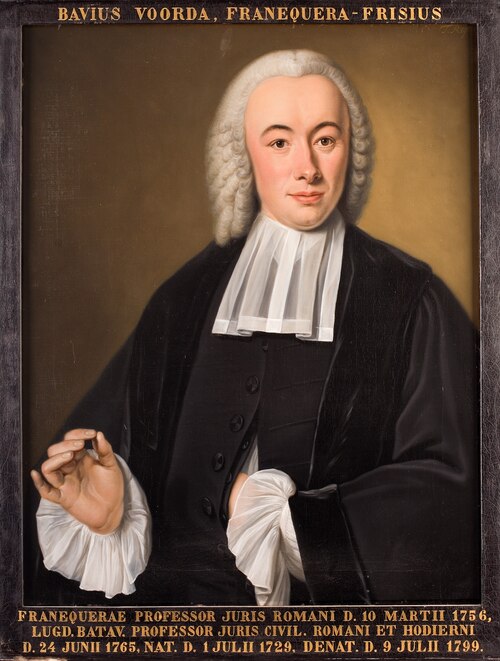 Portret van Bavius Voorda, hoogleraar Rechtsgeleerdheid te Leiden, 1701, Tibout Regters