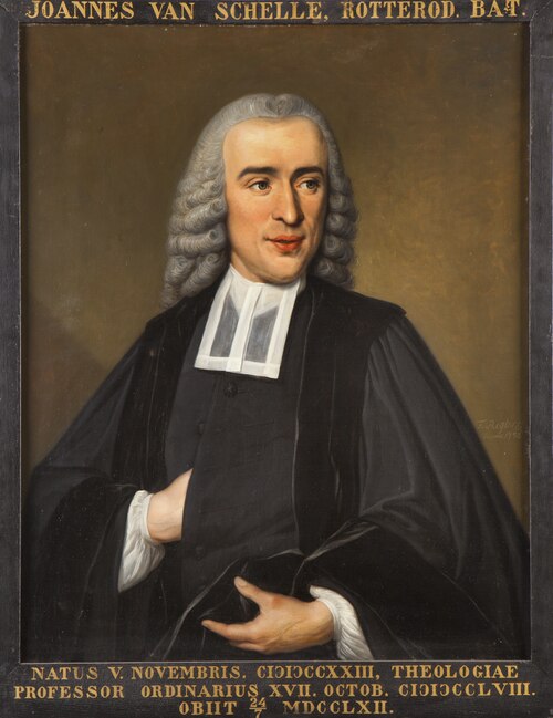 Portret van Joannes van Schelle, hoogleraar Godgeleerdheid te Leiden, 1758, Tibout Regters