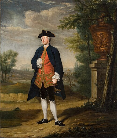 Onbekende man, staande in een landschap, 1757, Tibout Regters