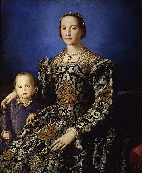 Portrait d'Éléonore de Tolède et son fils Giovanni de' Medici, 1544, Bronzino