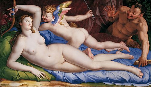 Venus, Cupido  und  Satyr, , Bronzino