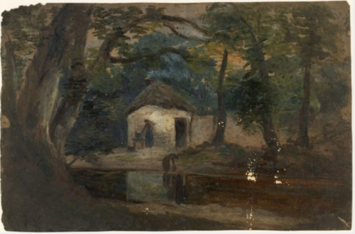 Woman at Work outside a Cottage, 1842, William Howis senior