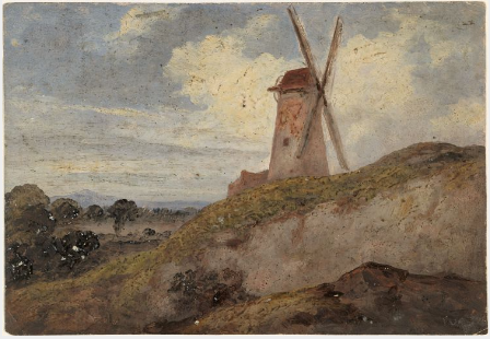 A Windmill; Woodland Glade (on reverse), 1841, William Howis senior