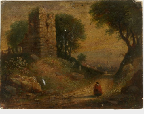 Woman Walking near a Ruin, 1852, William Howis senior