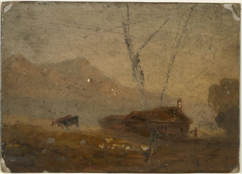 Farmhouse and Cattle near Mountains, , William Howis junior